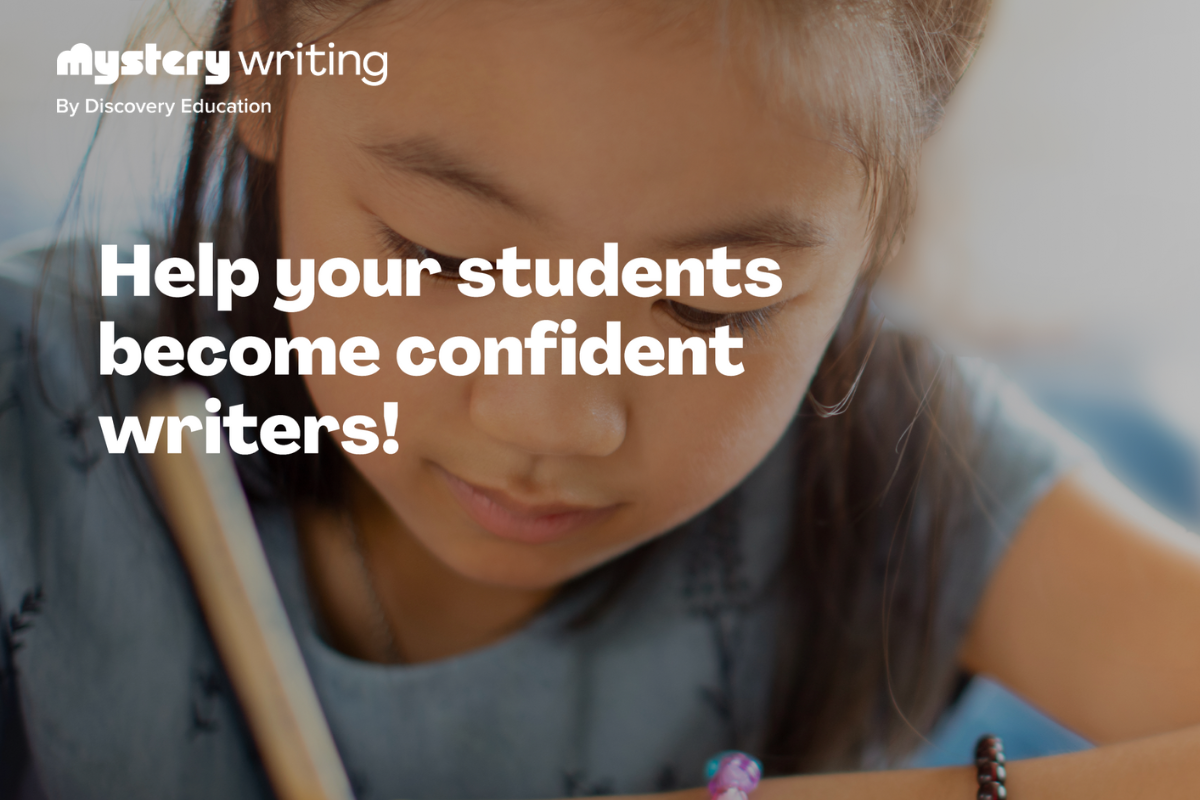 "Help your students become confident writers" with an image of a child writing