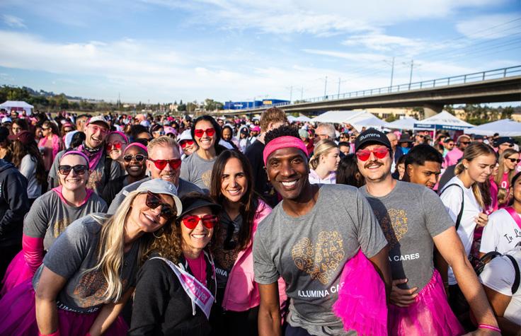 Illumina Chief Commercial Officer Everett Cunningham (center, in headband) joins the Making Strides Against Cancer walk in San Diego. Photo by Kristy Walker