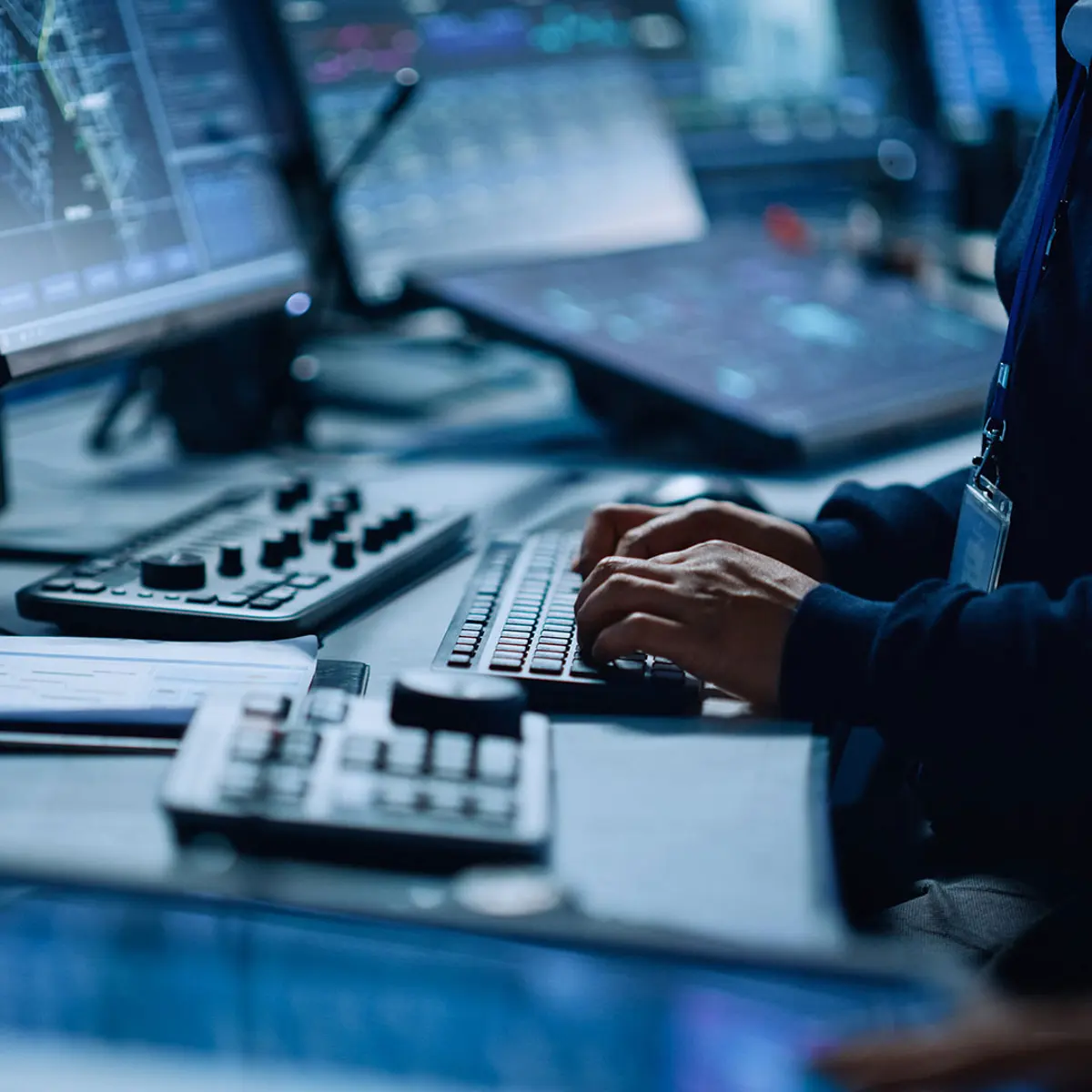 person typing at a computer