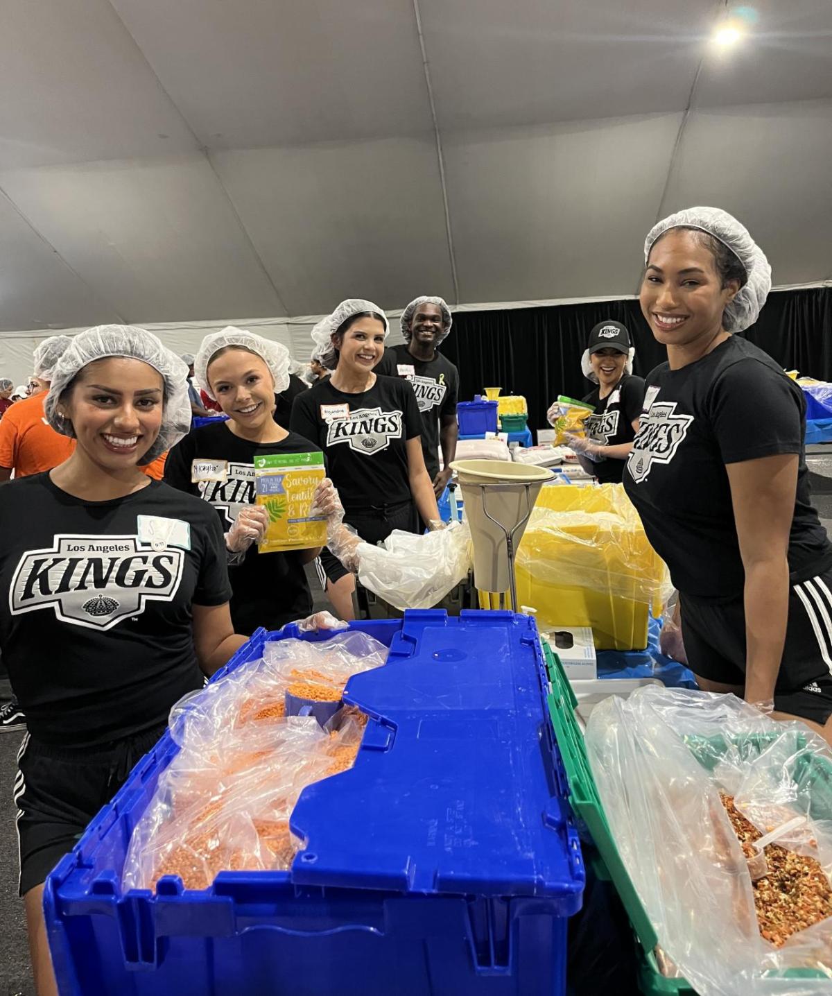 LA Kings employees helped pack meals for those facing food insecurity.