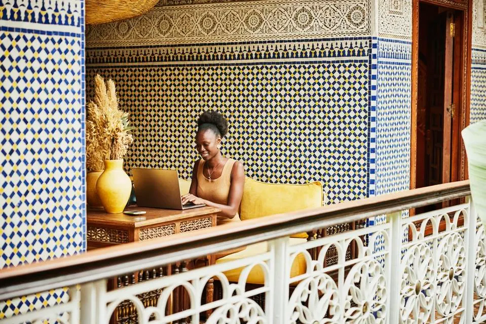 Person using computer at desk