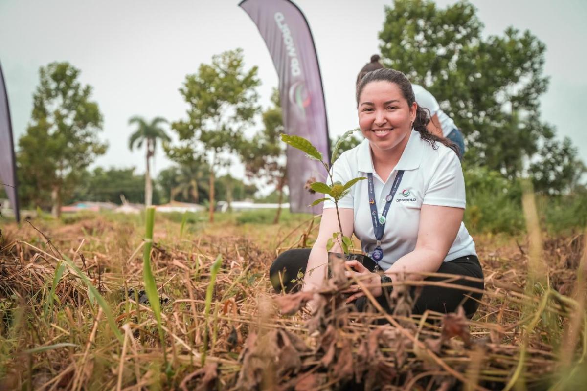 A person holding a plant in a natural environment