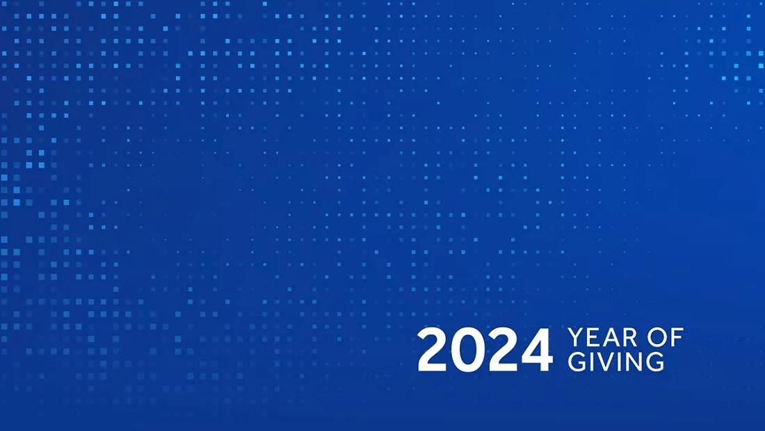 "2024 Year of Giving" on a blue background.