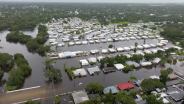 Aerial photo of flooded town