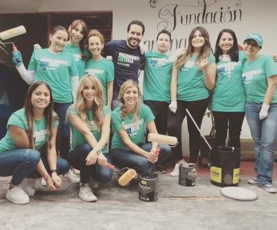 Colombia employees give back at children’s safety awareness foundation Mariana Novoa, painting and rejuvenating the building. Later in the day, volunteers spent time with the kids, playing games and eating snacks. Photo courtesy of Andres Velez.