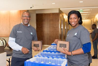 Associates at the firm’s Baltimore, Maryland headquarters created 5,000 care packages stuffed with snacks