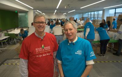Subaru of America, Inc. President & CEO Tom Doll and Food Bank of South Jersey CEO Fred Wasiak lead Share the Love kick-off event at Subaru of America headquarters.
