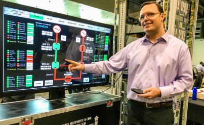 SCE engineer Christopher Huff shows a typical circuit and how a remote integrated switch can help identify a problem and isolate it. Credit: Mary Ann Milbourn