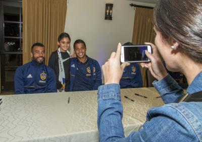 The LA Galaxy meet with 75 first responders and those affected by the Thomas Fire and Flood in Santa Barbara ahead of the team’s friendly match against Fresno FC.