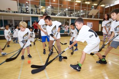 AEG’s LA Kings host a kick-off event to celebrate the official launch of the LA Kings Ball Hockey Program in partnership with Delta Air Lines and Blue Shield of California at the San Pedro & Peninsula YMCA on September 25, 2017.