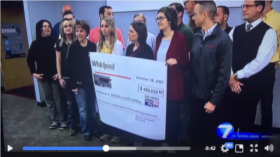 WATCH: <a href=" http://bit.ly/2AZUQLA"target="_blank"> Employees at the KitchenAid Plant in Greenville donate over $400,000 to the Darke County United Way. </a>