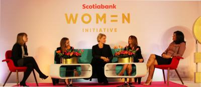 Kristine Owram, reporter, at Bloomberg, sat down with Gillian Riley, Executive Vice-President, Scotiabank, and three Scotiabank clients, Elaine Ilavsky Bowes, Sonja Davies and Teresa Cascioli during the launch of The Scotiabank Women Initiative event on December 5 at the Scotiabank Centre in Toronto.