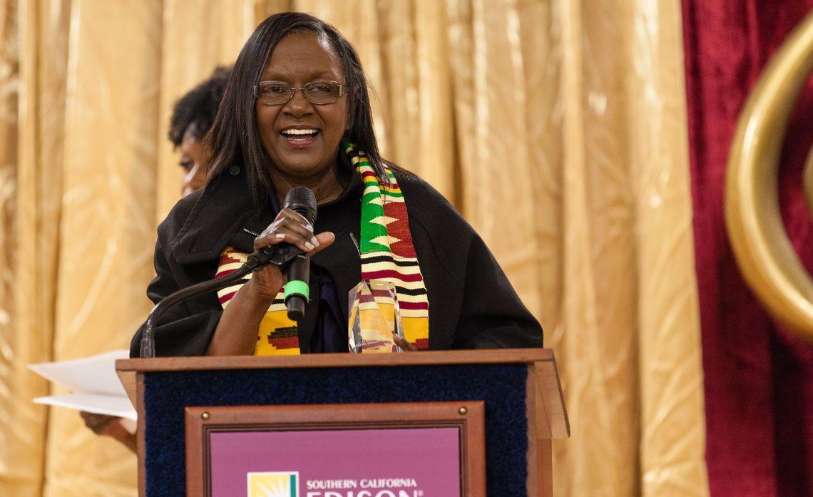 Doris Robinson, executive director of the Long Beach Math Collaborative, at SCE’s Black History Month celebration in Compton.