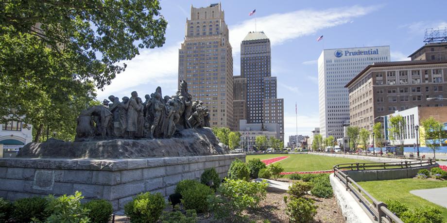A broader view of Newark’s Military Park, one of the many stops along the Walking Tour led by Prudential employees.