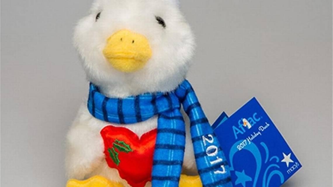 This is the Aflac Holiday Duck for 2017, with the colorful creature showing off a major-league heart this year. The holiday duck campaign was launched in 2001, with more than $3 million raised from sales since then. -- Image from Aflac