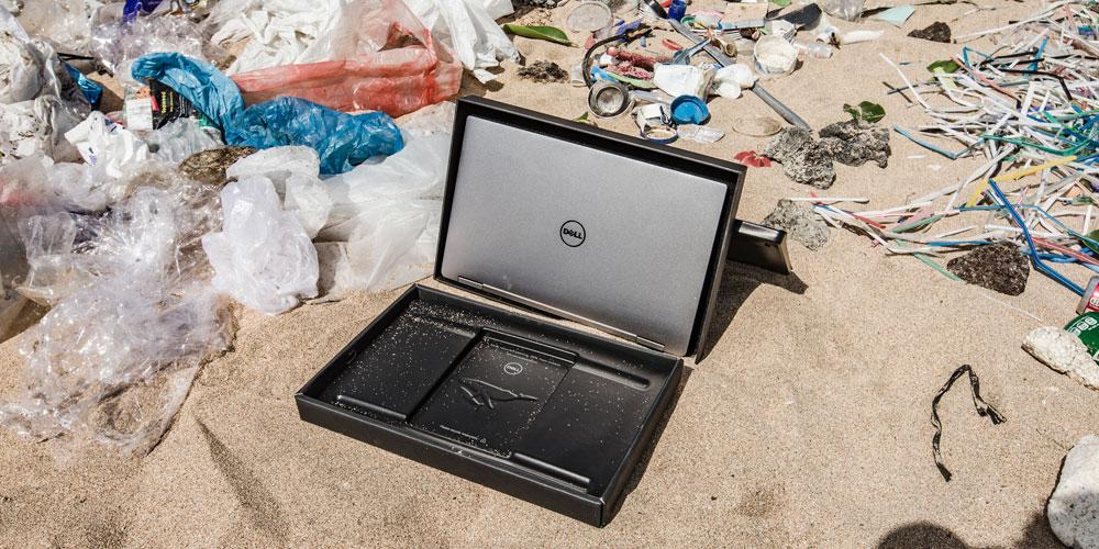Dell’s new packaging tray to protect XPS 13 2-in-1 laptop shipments is made from a blend of recycled ocean plastics (25 percent) and other post-consumer recycled, high-density polyethylene (HDPE) plastics (75 percent).
