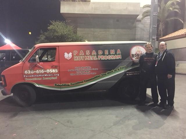 After each event, SodexoMAGIC General Manager at Rose Bowl Stadium Kevin Hengehold lets Pasadena Hot Meal Program Founder Robin Salzer know at what time he should back up his van to the warehouse at the stadium and, together with the SodexoMAGIC team, they fill the van will food items — hot dogs, hamburgers, pretzels, nacho chips and more. At times, the group has received as many as 1,500 hot dogs in a single donation.