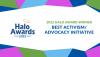 Halo Awards 2022 logo. "2022 Halo award winner best activism/advocacy initiative"