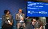 SCE executives Erik Takayesu (speaking) and Shinjini Menon explained the company's plans for transitioning to carbon-free energy sources at the BloombergNEF Summit in New York.