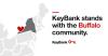 KeyBank stands with the Buffalo Community. Map of the northeast; NY state is highlighted and a heart is shown over Buffalo.
